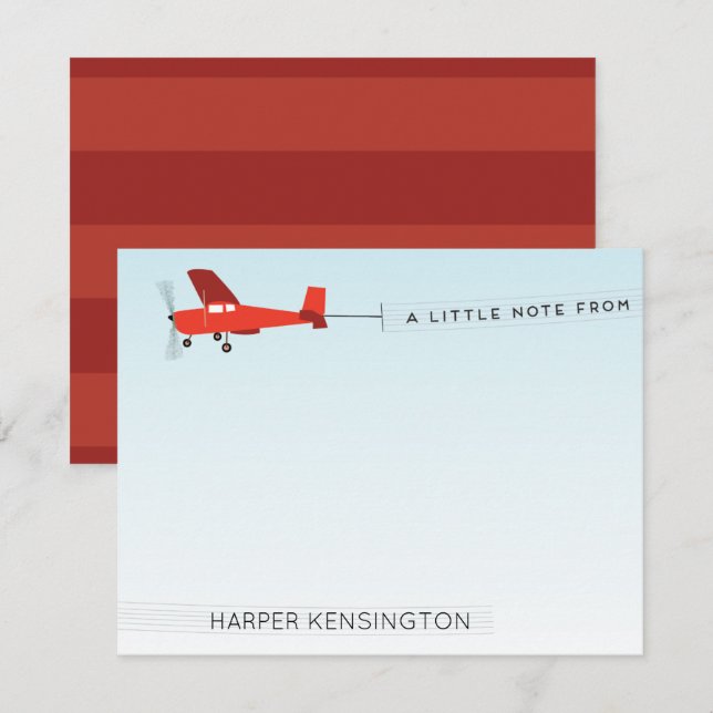 Beach Aeroplane Banner Personal Stationery Invitation (Front/Back)