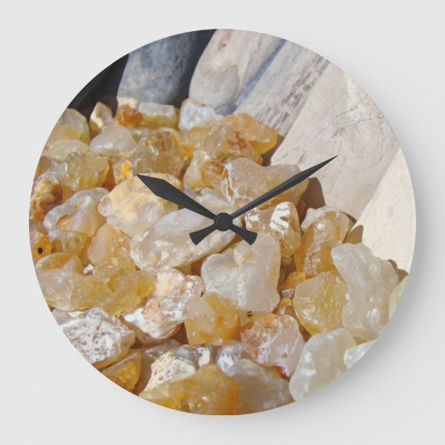 Beach Agates Rocks Wall Clocks Petrified Wood (Front)
