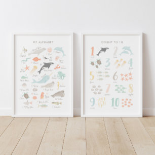 Beach Alphabet and Numbers Wall Art