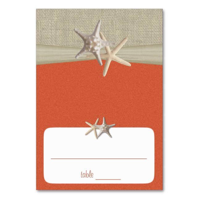 Beach Amore' Coral Sunshine Seating Card (Front)