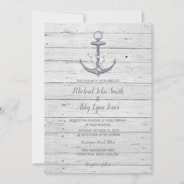 Beach Anchor Destination Wedding Invitation (Front)