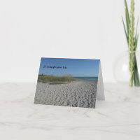 Beach and a lone kayak on a Sympathy Card