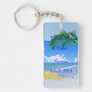 Beach And Blue Skies Wedding Thank You Key Ring