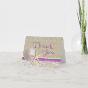 Beach and Burlap Tropical Purple Thank You Card