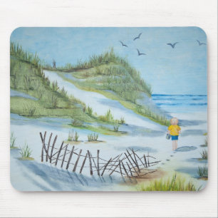 beach and child watercolor mouse mat
