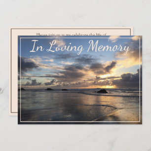 Beach and Clouds at Sunset Memorial Service Invite