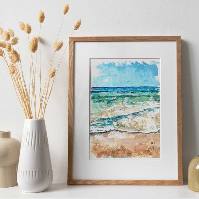 Beach And Coastal Sea And Sand Abstract Painting Poster (Creator Uploaded)