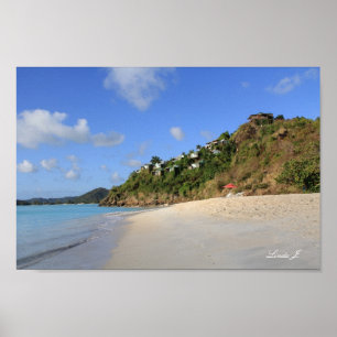 Beach and cottages in Antigua Canvas Print