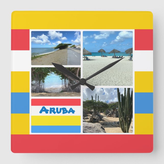Beach and Desert Aruba  Square Wall Clock (Front)