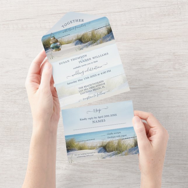 Beach and Dunes All in One Wedding Invitation (Tearaway)