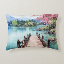 Beach and Lake Watercolor Background Paint Design