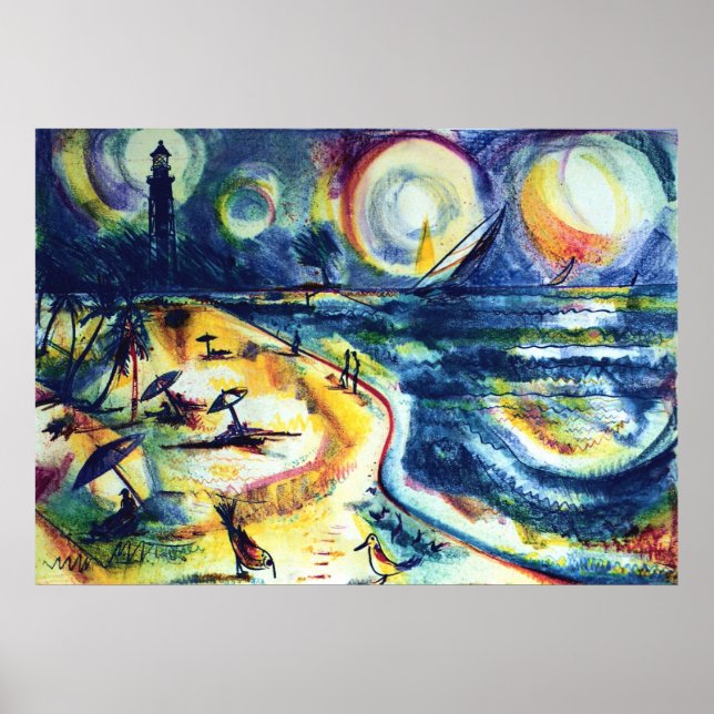 Beach and Lighthouse 3 Poster (Front)