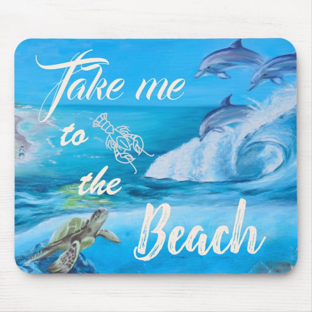 Beach and Marine Life Painting Mouse Mat (Front)