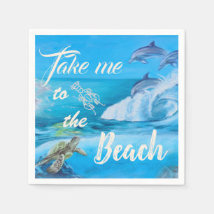 Beach and Marine Life Painting Napkin