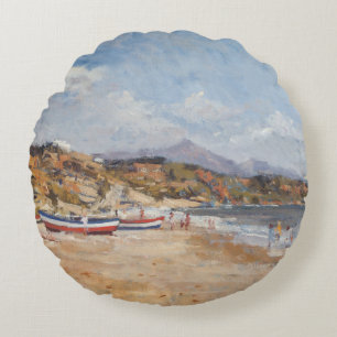 Beach and Mountains Nerja 2001 Round Cushion
