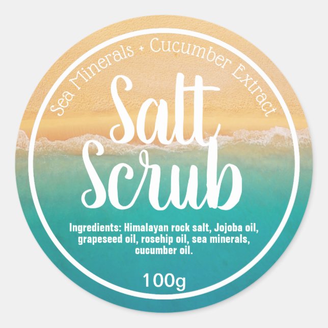Beach And Ocean Salt Scrub Labels (Front)