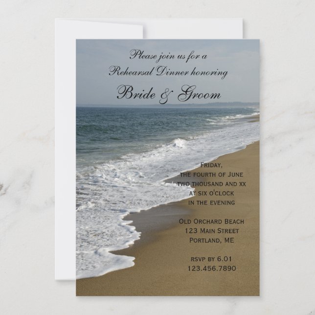 Beach and Ocean Wedding Rehearsal Dinner Invitation (Front)