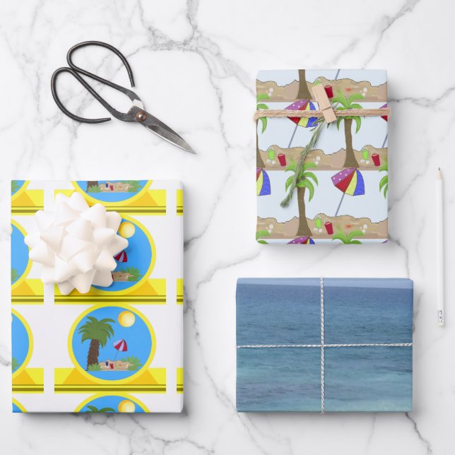 Beach and Ocean Wrapping Paper Sheets (Front)