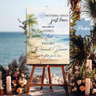 Beach and Palm Trees Rehearsal Dinner Welcome Poster