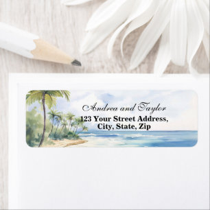 Beach and Palm Trees Return address label