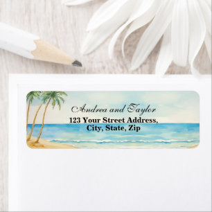 Beach and Palm Trees Return address label