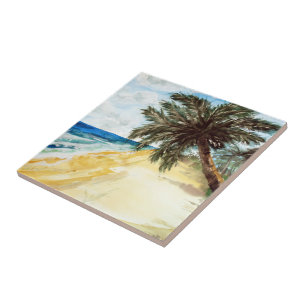 Beach and Palm Trees Tile
