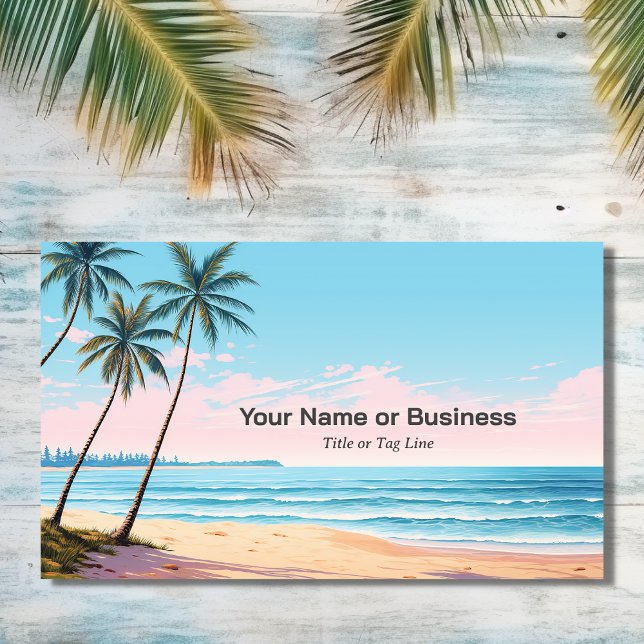 Beach and Palm Trees Tropical Business Card (Front - Beach and Palm Trees Tropical Business Card)
