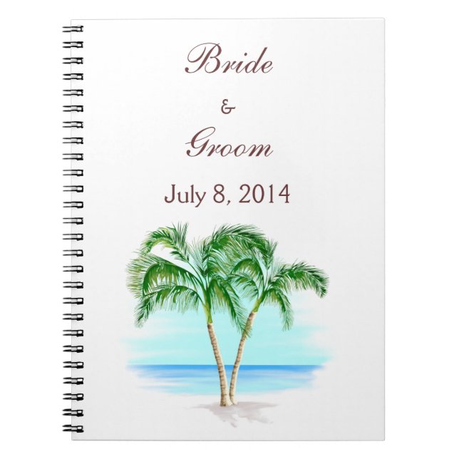 Beach And Palm Trees Wedding Guest Book (Front)