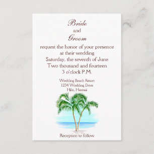 Beach And Palm Trees Wedding Invitation