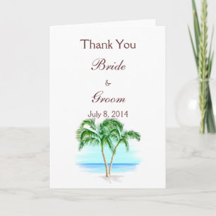 Beach And Palm Trees Wedding Thank You Card