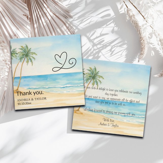 Beach and Palm Trees Wedding Thank You Card Note (Creator Uploaded)