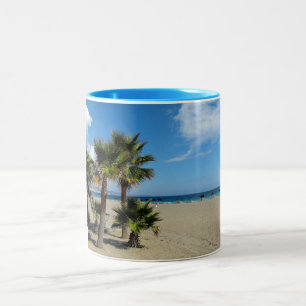 Beach and palms Two-Tone coffee mug