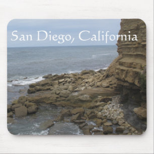 Beach and rocks in San Diego, California Mouse Mat