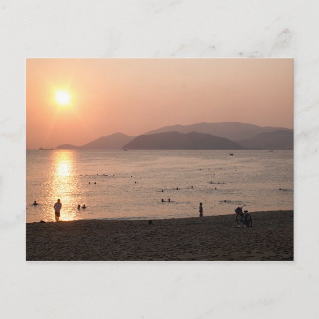 Beach and Sea at Sunrise, Nha Trang, Vietnam Postcard (Front)