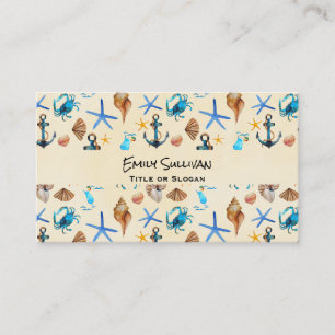 Beach And Sea Life Themed Pattern Business Card