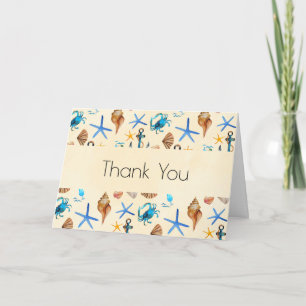 Beach And Sea Life Themed Pattern Thank You