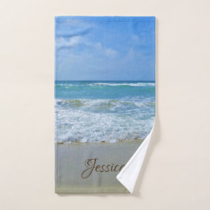 Beach and Sea Personalised Name Hand Towel
