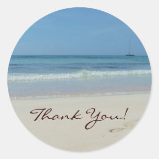 Beach and Sea Thank You Classic Round Sticker
