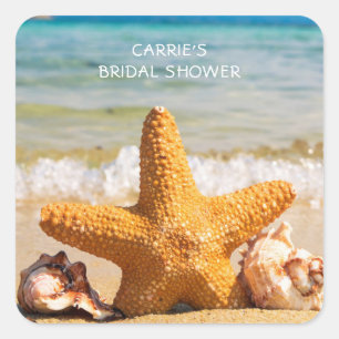 Beach and Seashells Scene Square Sticker