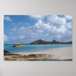 Beach and Silboat in Antigua Canvas Print