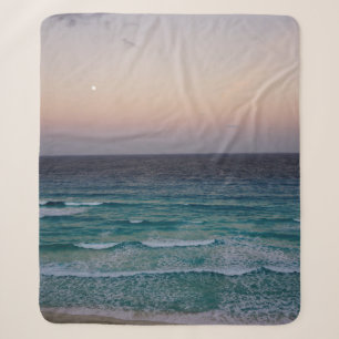 Beach and sky at sunset time sherpa blanket