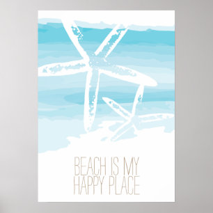 Beach and starfish   Poster