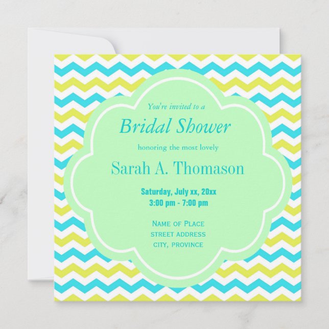 beach and sun bright bridal shower invitations (Front)