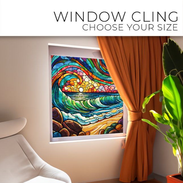 Beach and waves Stained glass art Window Cling (Creator Uploaded)