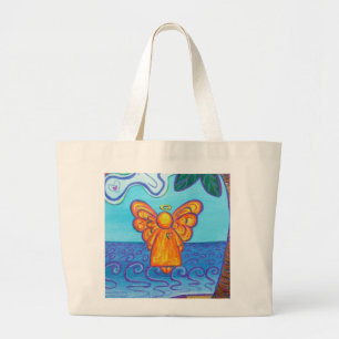Beach Angel Peace and Joy Art Tote Bags