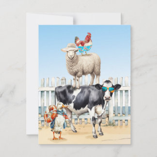 Beach Animals Greetings Flat Card