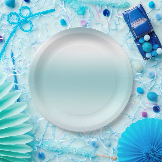 Beach Aqua Blue Ombre         Paper Plate (Party)