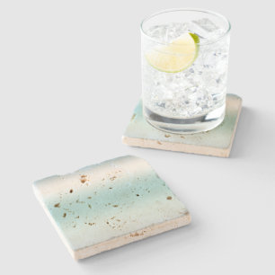 Beach Aqua Blue Ombre      Stone Coaster