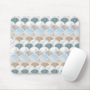 beach aqua blue white marble pastel mermaid scales mouse mat