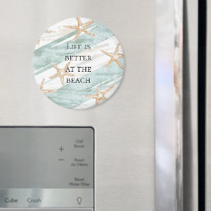 Beach Aqua Mint Starfish Stripes Magnet